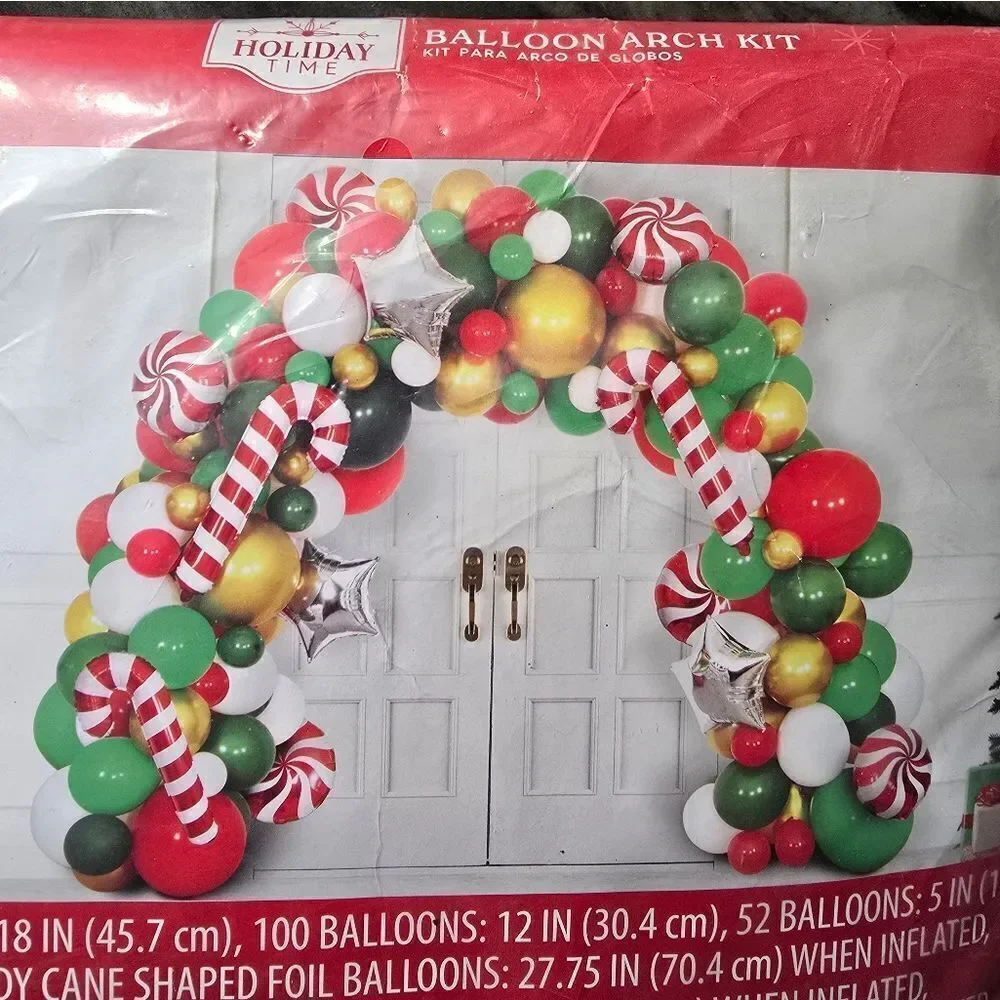 Christmas Balloon Arch Kit Decor 194 pc and Photo Props 22 pc set Party Bundle